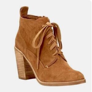 Dolce Vita Sabrina Suede Heeled Booties Women’s Size 9.5 Lace Up Oxford Camel